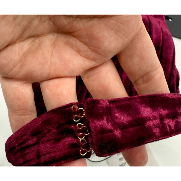 Michael Costello x REVOLVE Spencer Velvet Halter Top Red Burgundy NWT - Size XS - Picture 8 of 9